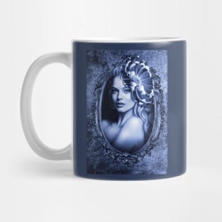 Blue flower girl filter portrait digital artwork Mug